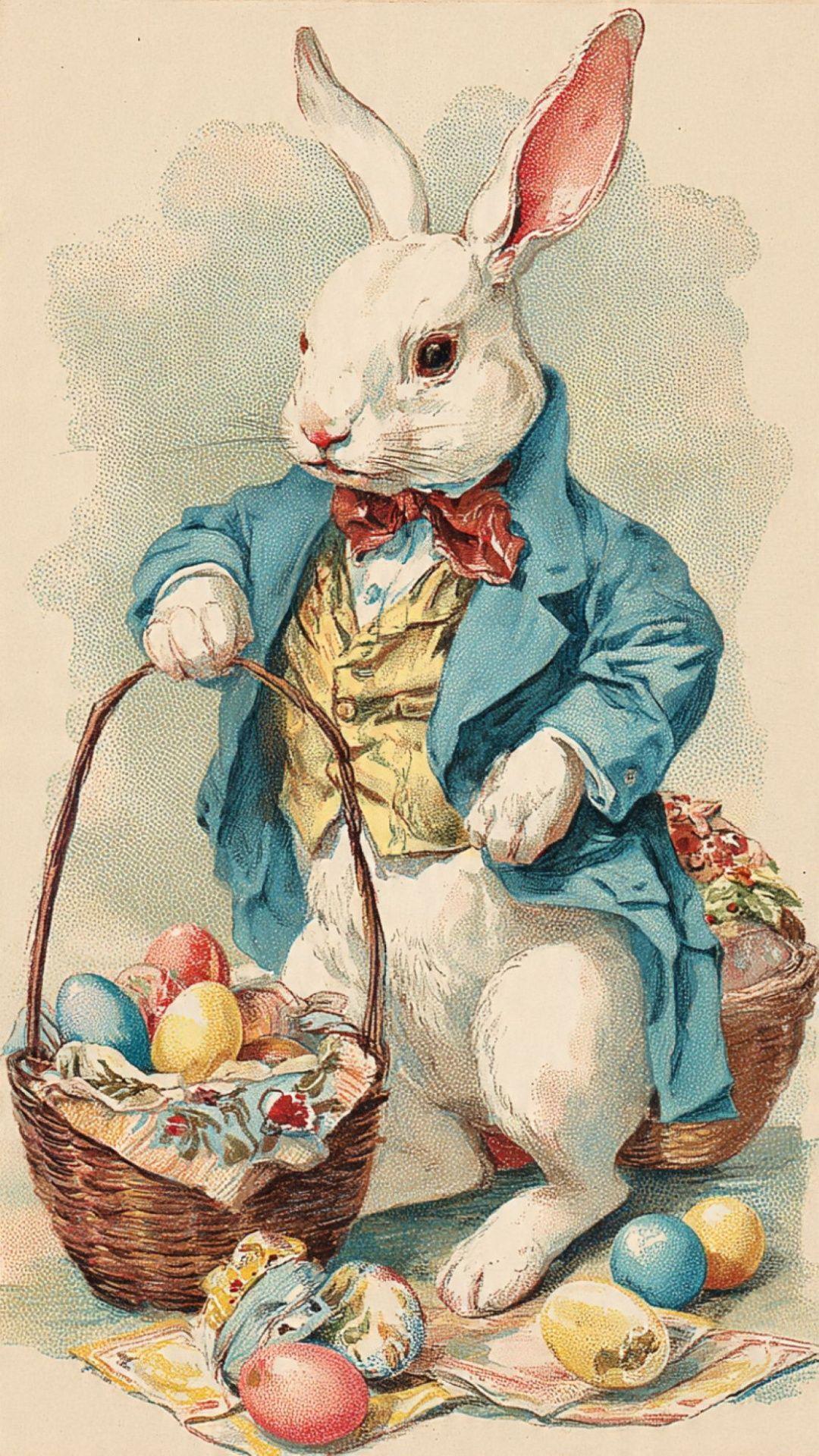 Easter bunny vintage postcard